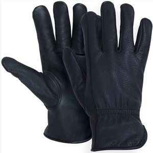 Women’s deerskin black leather gloves lined 40g 3M Thinsulate - size Medium